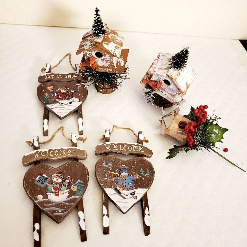 Christmas Hearts & Birds Decor Lot
